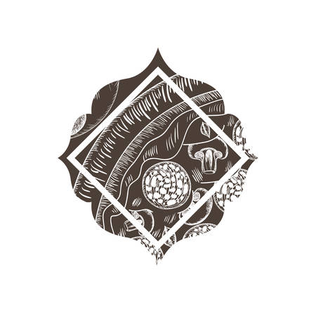 elegant frame victorian with italian food vector illustration desingのイラスト素材