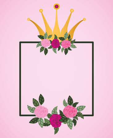 flowers roses with queen crown decoration vector illustration designのイラスト素材