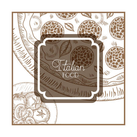 elegant frame victorian with italian food vector illustration desingのイラスト素材