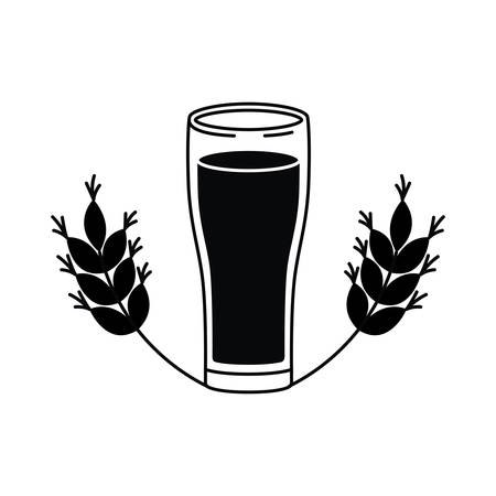 glass with beer and wheat isolated icon vector illustration designのイラスト素材