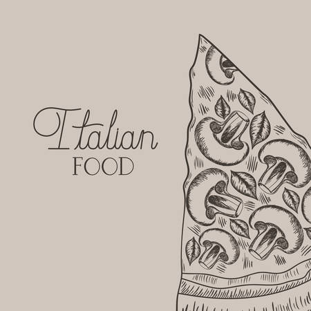 italian pizza portion hand drawn italian food vector illustration designのイラスト素材
