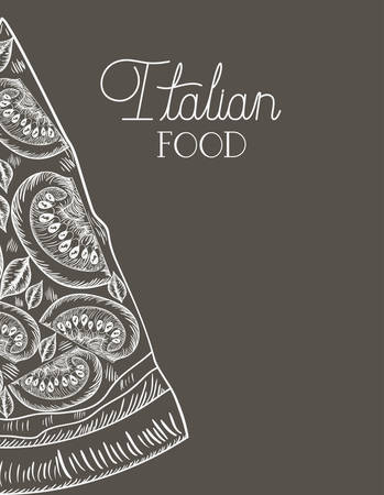 italian pizza portion hand drawn italian food vector illustration designのイラスト素材