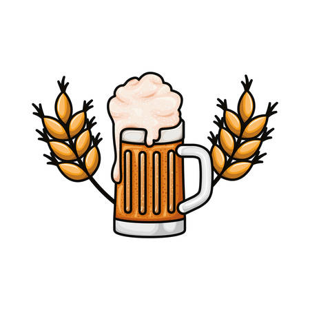 beer with foam and wheat isolated icon vector illustration designのイラスト素材