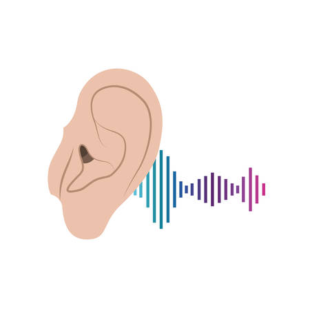 ear with sound wave avatar character vector illustration designのイラスト素材
