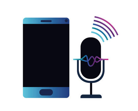 smartphone with voice assistant icon vector illustration designのイラスト素材