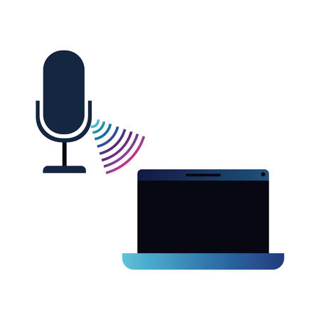 laptop with voice assistant icon vector illustration designのイラスト素材