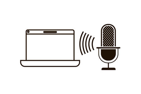 laptop with voice assistant icon vector illustration designのイラスト素材