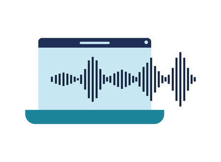 laptop with sound wave isolated icon vector illustration designのイラスト素材
