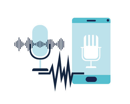 smartphone with voice assistant icon vector illustration designのイラスト素材