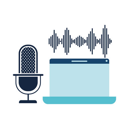 laptop with voice assistant icon vector illustration designのイラスト素材