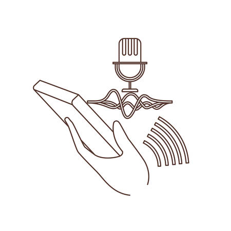 hand with smartphone and voice assistant vector illustration designのイラスト素材