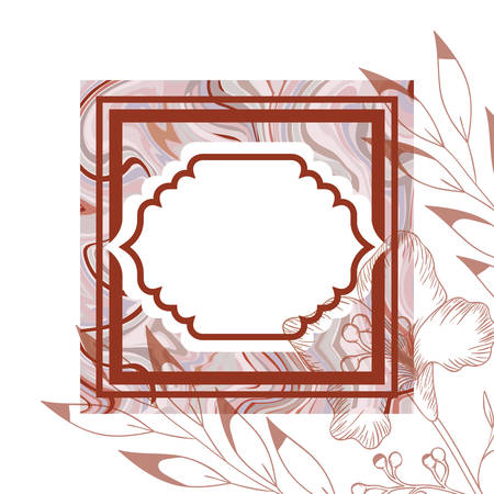 victorian with frame and flowers isolated icon vector illustration desingのイラスト素材