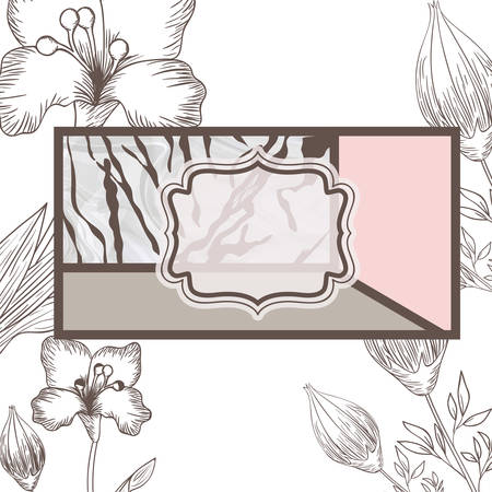victorian with frame and flowers isolated icon vector illustration designのイラスト素材