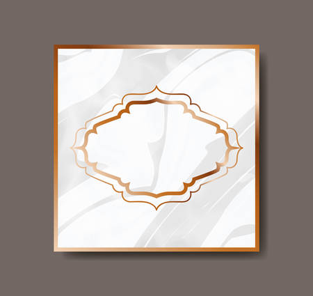 square golden with victorian frame marble texture vector illustration designのイラスト素材