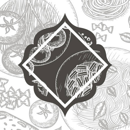 elegant frame victorian with italian food vector illustration designのイラスト素材