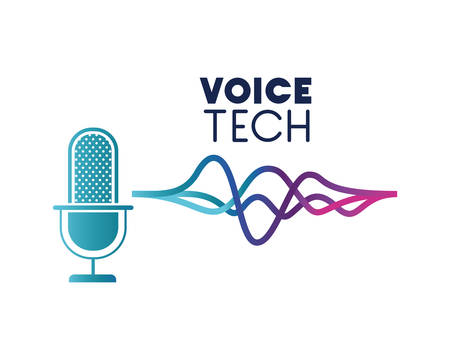 voice tech label with microphone and sound wave vector illustration designのイラスト素材