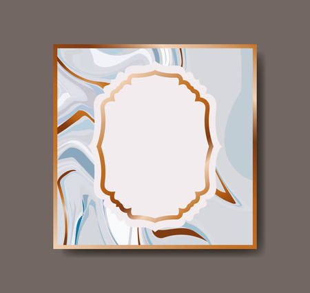 square golden with victorian frame marble texture vector illustration designのイラスト素材