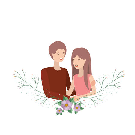 young couple avatar character vector illustration designのイラスト素材