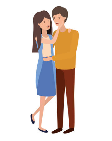 young couple avatar character vector illustration designのイラスト素材