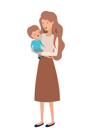 woman with baby avatar character vector illustration designのイラスト素材