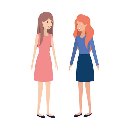 young women standing avatar character vector illustration designのイラスト素材