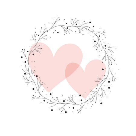garland of heart with flowers isolated icon vector illustration desingのイラスト素材