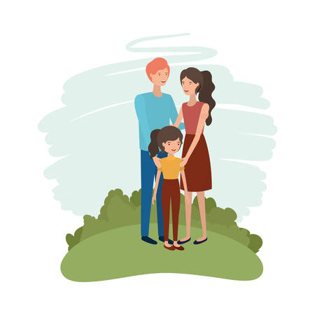 couple of parents with daughter avatar character vector illustration designのイラスト素材