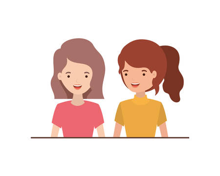 young women  avatar character vector illustration designのイラスト素材