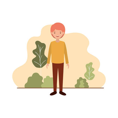 young man with landscape avatar character vector illustration designのイラスト素材