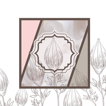 victorian with frame and flowers isolated icon vector illustration desingのイラスト素材