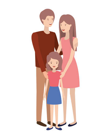 couple of parents with daughter avatar character vector illustration designのイラスト素材