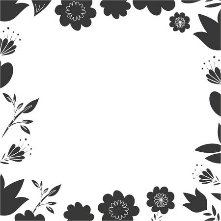 frame with flowers and leafs icon vector illustration designのイラスト素材