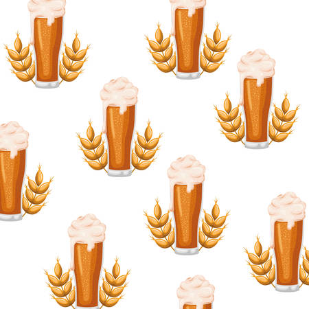 pattern beer with foam and wheat icon vector illustration desingのイラスト素材