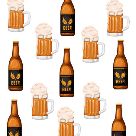 pattern bottle of beer and glass icon vector illustration designのイラスト素材