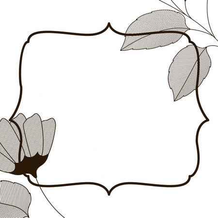 flowers with leaves and shield shape isolated icon vector illustration designのイラスト素材