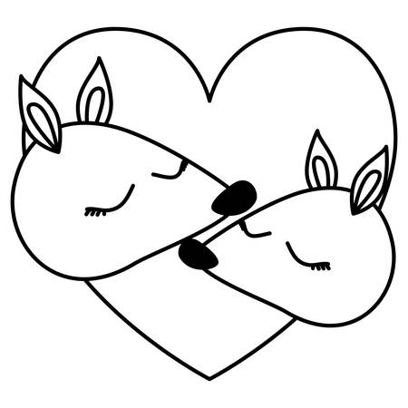 wild chipmunks couple in heart vector illustration designのイラスト素材