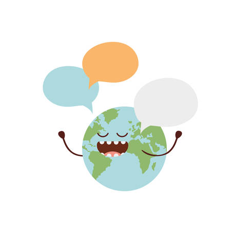 planet earth kawaii isolated icon vector illustration designのイラスト素材