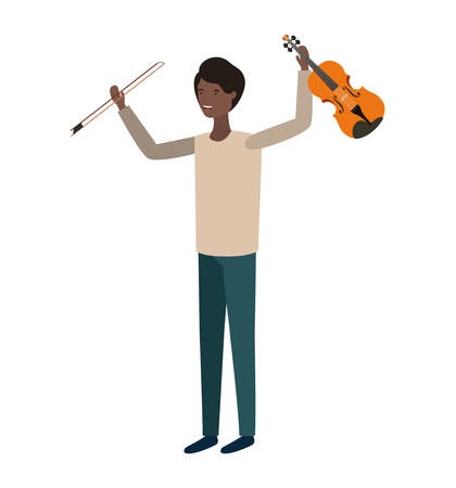young man with violin character vector illustration designのイラスト素材