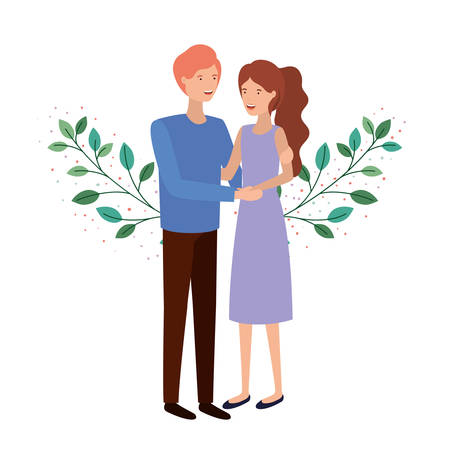 young couple avatar character vector illustration designのイラスト素材