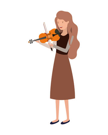young woman with violin character vector illustration designのイラスト素材