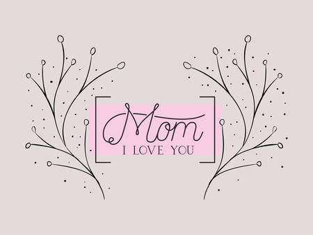 happy mothers day card with herbs square frame vector illustration designのイラスト素材