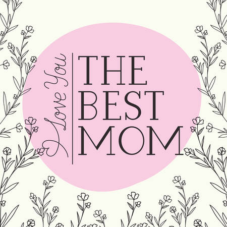 happy mothers day card with herbs circular frame vector illustration designのイラスト素材
