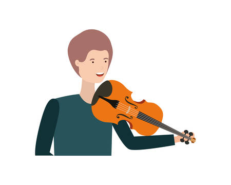 young man with violin character vector illustration designのイラスト素材