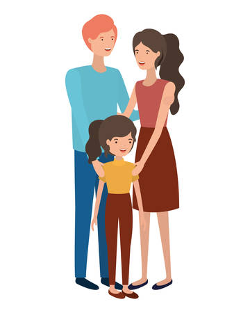 couple of parents with daughter avatar character vector illustration designのイラスト素材