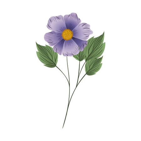 beautiful flower with leafs isolated icon vector illustration designのイラスト素材