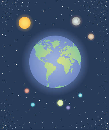 group of planets spatial icons vector illustration designのイラスト素材