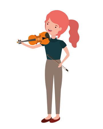 young woman with violin character vector illustration designのイラスト素材