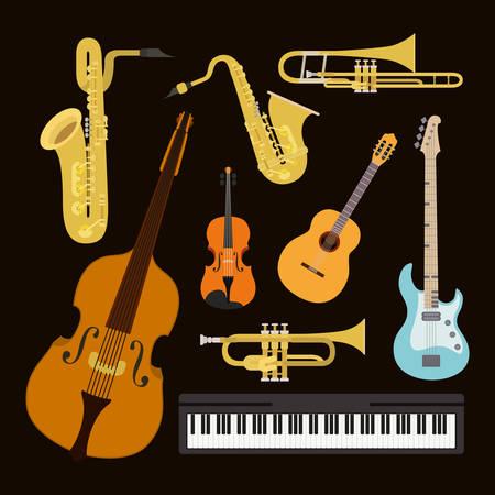 jazz day poster with set instruments vector illustration designのイラスト素材