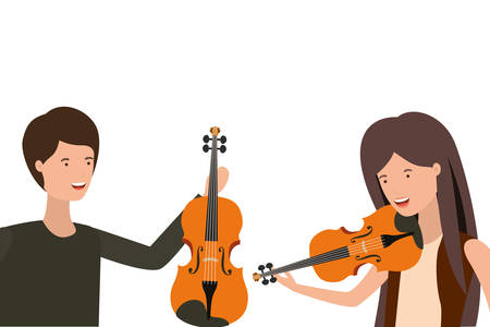 pattern of couple with musical instruments vector illustration designのイラスト素材