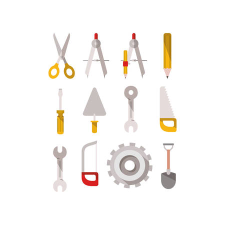 construction tools set items vector illustration designのイラスト素材